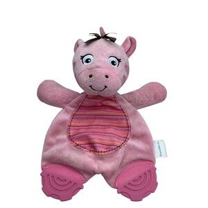Garanimals Pink Hippo Baby Plush Toy Striped Belly Teether Feet 10"